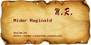 Mider Reginald névjegykártya